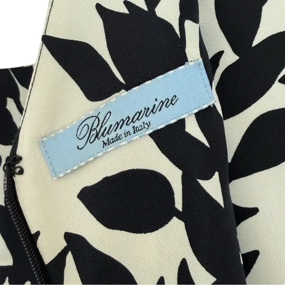 BLUMARINE  Black & White Leaf-Print Dress - Picture 3 of 6